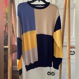 Maus & Hoffman Color Block Pima Cotton Crew Neck Long Sleeve Sweater Mens Size L